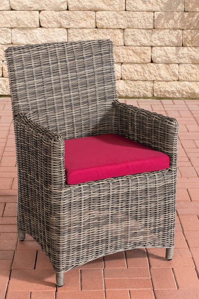 Clp - Polyrattan Gartenstuhl Fontana 5mm Grau-meliert Rubinrot