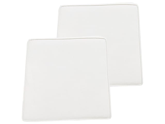 Sitzkissen Für Gartenstuhl 2er Set Cremeweiß Stoffbezug Mit Reißverschluss Bindebändern 34x37 Cm Modern Outdoor Ausstattung Stuhlkissen