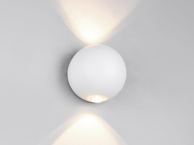 Kleine Led Außenwandleuchte Avisio Up And Down, Kugel In Weiß Ø 10cm
