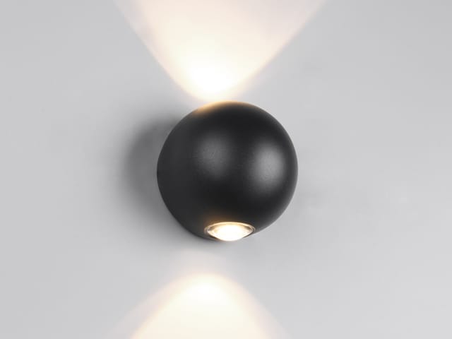 Kleine Led Außenwandleuchte Avisio Up And Down, Kugel In Schwarz Ø 10cm