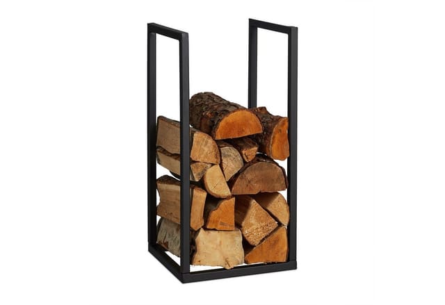 Relaxdays - Kaminholzregal, Metall, Hbt: 60x30x30 Cm, Brennholzregal Innen, Für Feuerholz, Stapelholz, Brennholz, Schwarz