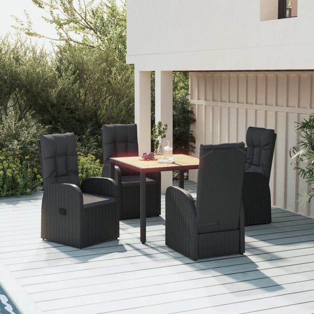 5-tlg. Garten-essgruppe Mit Kissen Schwarz Poly Rattan - Vidaxl