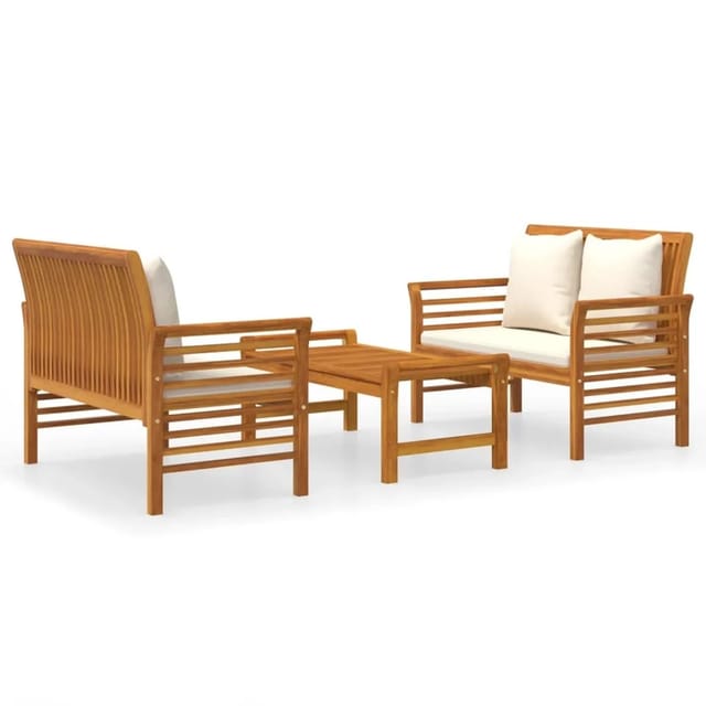 vidaXL 3-tlg Garten-Lounge-Set mit Kissen Massivholz Akazie Modell 10