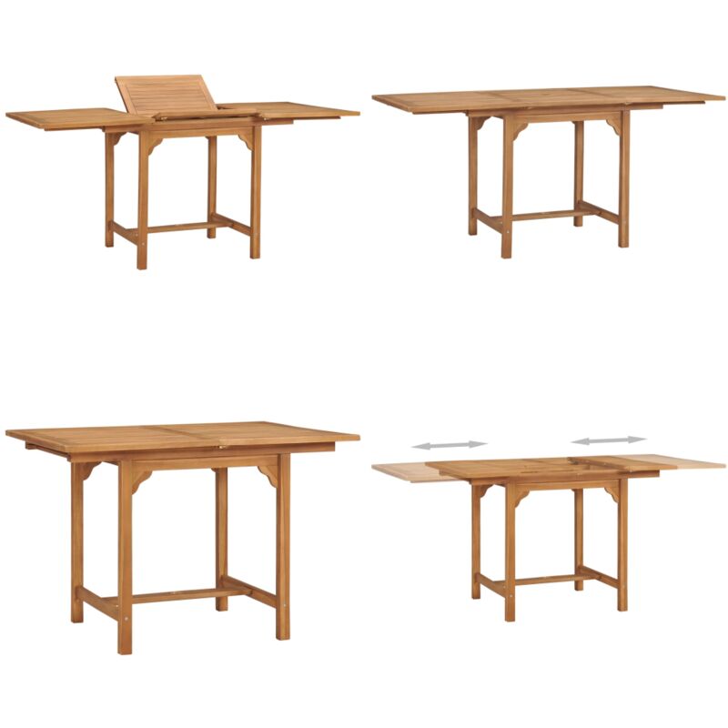 Gartentisch Ausziehbar (110-160)x80x75 Cm Massivholz Teak - Gartentisch - Holztisch - Teaktisch - Ausziehbarer Tisch - Esstisch - Home & Living