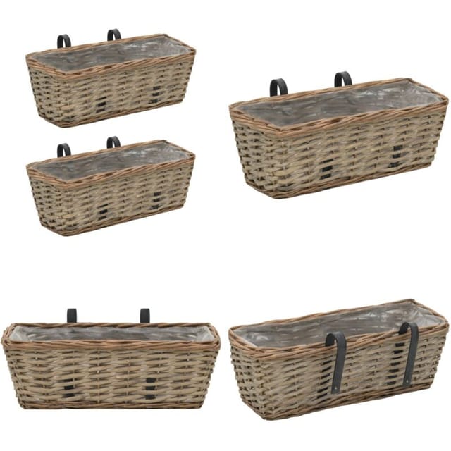 Vidaxl - Balkon-blumentöpfe 2 Stk. Weide Mit Pe-auskleidung 40 Cm - Balkonpflanzentopf - Weidenkorb - Blumenkasten - Pflanzenbehälter - Gartendeko - Home & Living