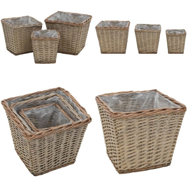 Hochbeet 3-tlg. Weide Mit Pe-auskleidung - Weidenkorb - Hochbeet - Pflanzgefäße - Gartenmöbel - Balkonpflanzen - Home & Living