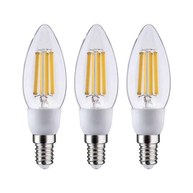 Paulmann LED-Leuchtmittel Efficient-Line 3er Pack Kerze 525lm 2,5W 3000K klar 230V, Warmweiß