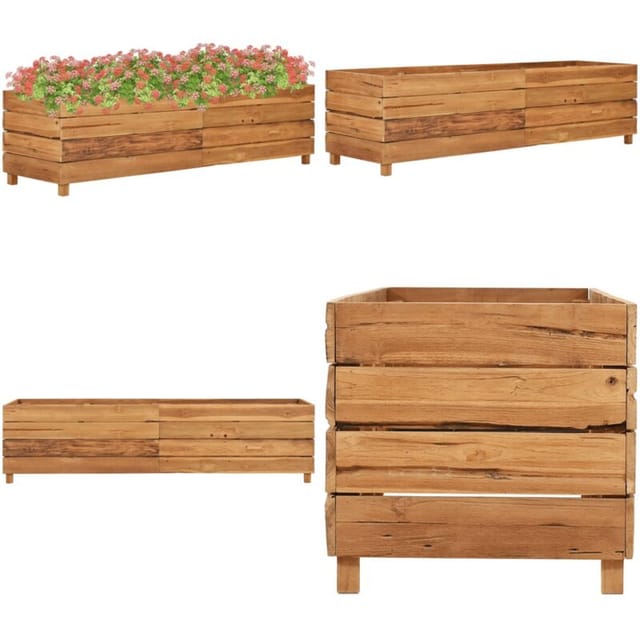 Hochbeet 150x40x38 Cm Teak Altholz Und Stahl - Hochbeet - Teakholz - Gartendeko - Blumenerde - Pflanzenbehälter - Home & Living