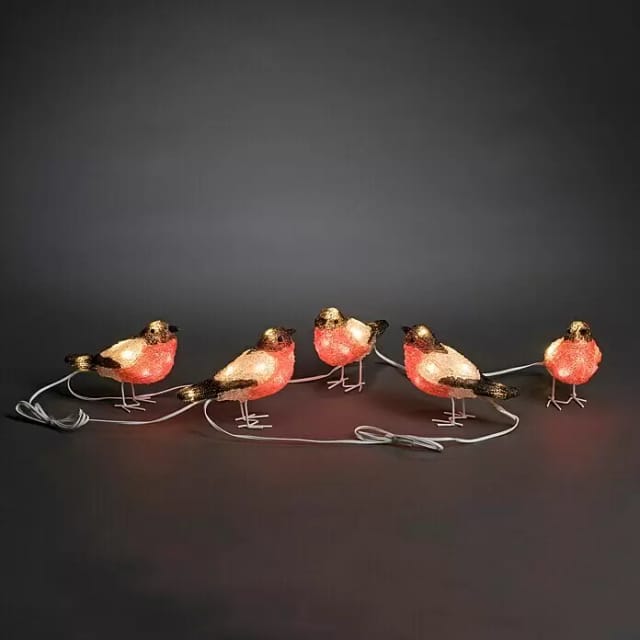 KONSTSMIDE LED-Lichterkette Rotkehlchen, Weihnachtsdeko rot aussen