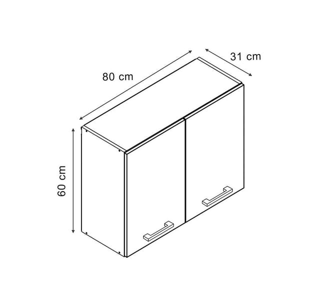 Vicco Hängeschrank R-Line, Weiß Hochglanz/Weiß, 80 cm (1-St)