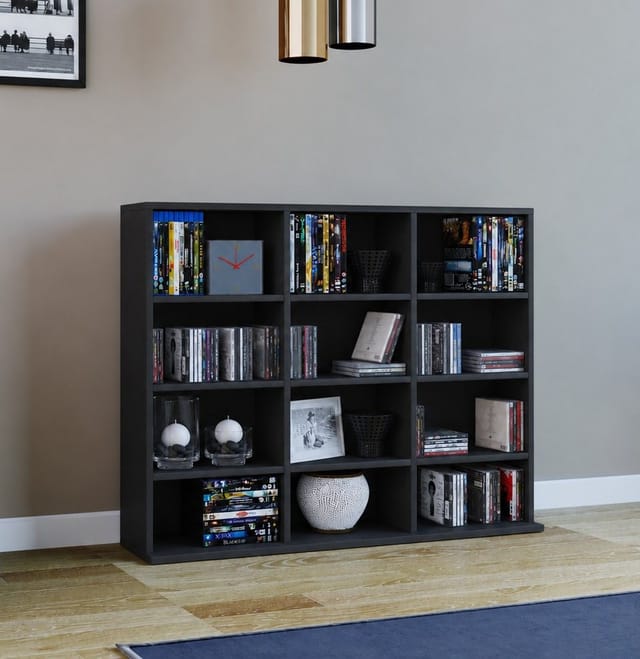 VCM Standregal Megosa L B. 102 x T. 23 x H. 82 cm, Holzregal stehend, platzsparender CD-Schrank für 480 CDs oder 224 DVDs