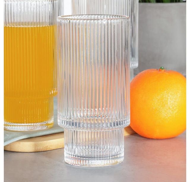 Vilde Gläser-Set Gläser Set 320ml Hohe Trinkgläser mit geriffelter Struktur, 6-tlg., Glas, spülmaschinengeeignet, geriffelt, 6 Stück