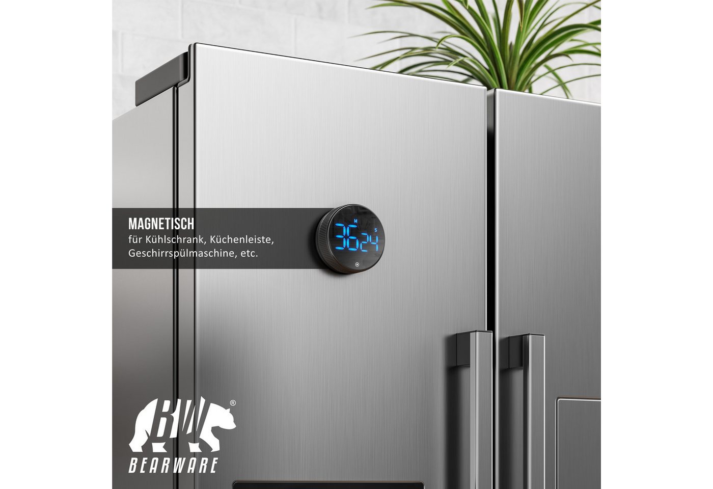 BEARWARE Küchentimer Küchenwecker Eieruhr, digital & magnetisch, LED Display, Countdown großes LED Display, Alarmton einstellbar, Stoppuhr fürs Kochen Bild 2