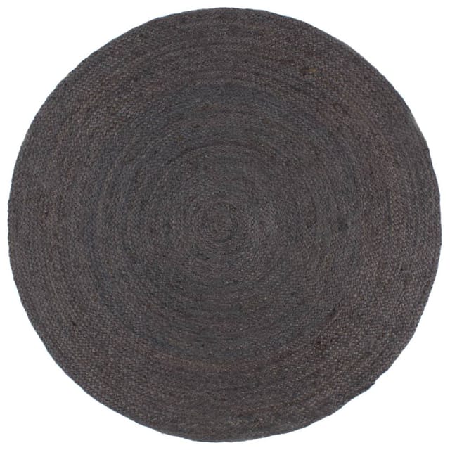 Teppich Handgefertigt Jute Rund 180 Cm Dunkelgrau Vidaxl