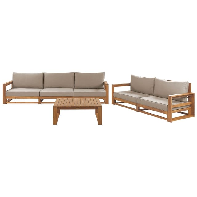 Lounge Set Mit Tisch 5-sitzer Timor Modular Zertifiziertes Akazienholz Hellbraun
