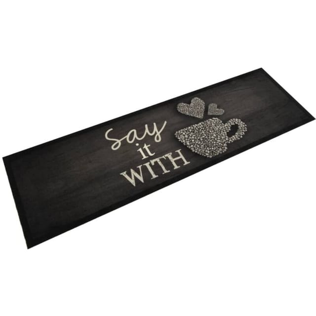 Küchenteppich Waschbar Tasse Schwarz 45x150 Cm Samt Vidaxl