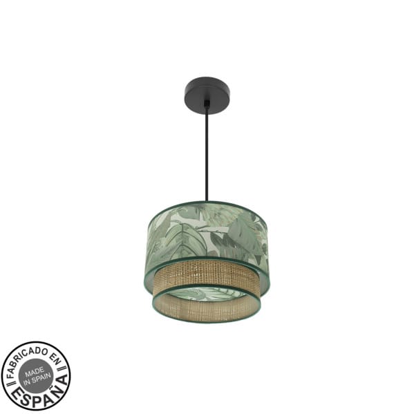 Fabrilamp - Lampe De Deckenpendelleuchte Congo 30d 1xe27 Schwarz/grün-natur