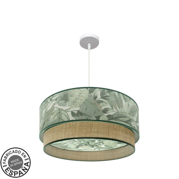 Lampe De Deckenpendelleuchte Congo 60d 3xe27 Weiß/grün-natur - Fabrilamp
