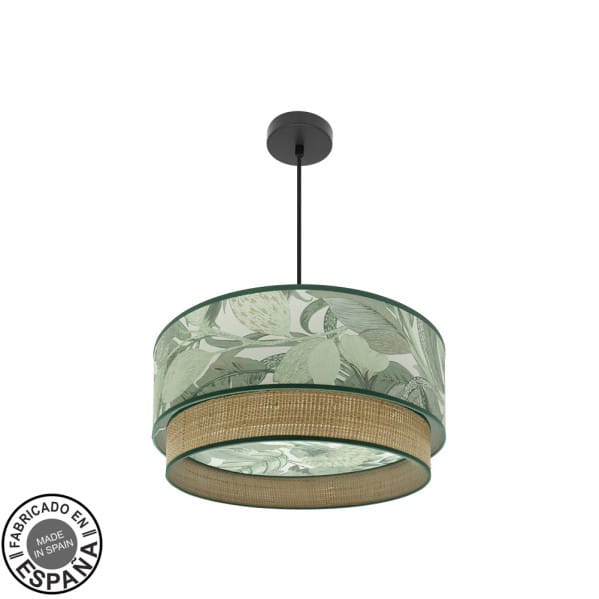 Fabrilamp - Lampe De Deckenpendelleuchte Congo 50d 3xe27 Schwarz/grün-natur