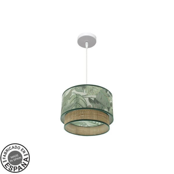 Fabrilamp - Lampe De Deckenpendellampe Congo 30d 1xe27 Weiß/grün-natürlich