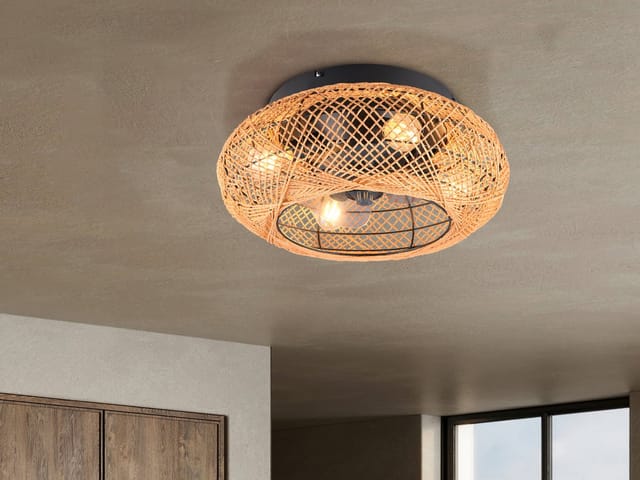 Meinewunschleuchte - Led Boho Deckenleuchte Mit Ventilator Und Fernbedienung, Ø 50cm