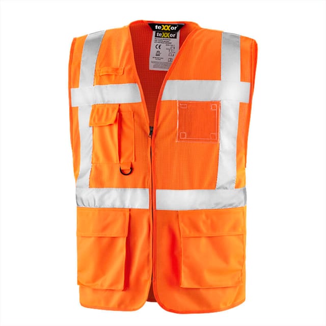 Texxor® Warnschutz-weste Amherst 100% Polyester Leuchtorange 4213 Gr. Xs