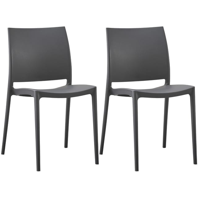 2er Set Gartenstühle Meton Dunkelgrau