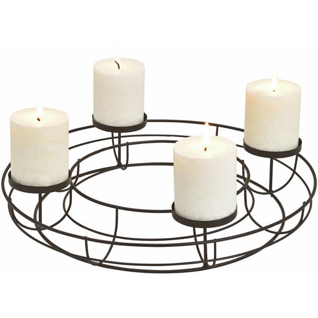 Metall Adventskranz Schwarz - 38 Cm - Tisch Kerzenhalter Kerzenständer Ohne Docht - Advent Weihnachten Deko Modern