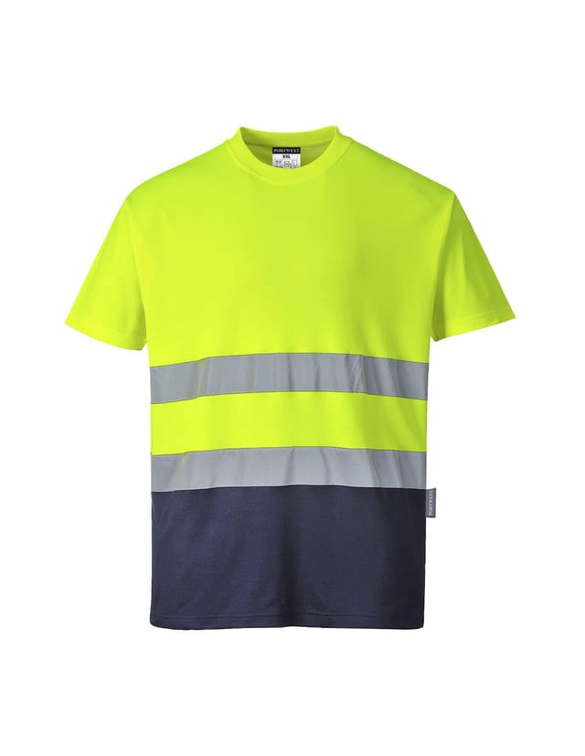 Bicolor Baumwoll-t-shirt Gelb/navy Xs