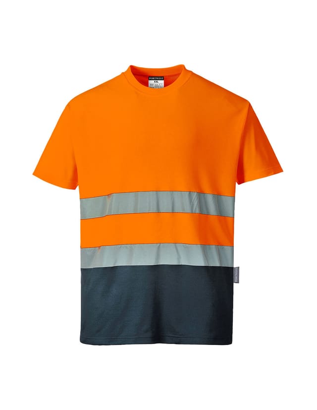 Baumwoll-t-shirt Zweifarbig Orange/navy 4xl