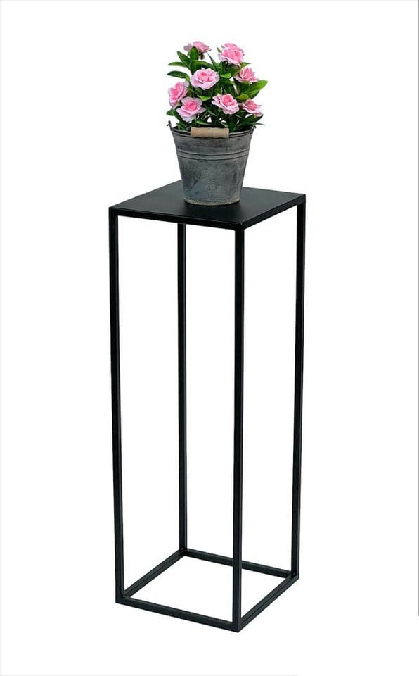 Blumenhocker Metall Schwarz Eckig 70 Cm Blumenständer Beistelltisch 96350 Blumensäule Modern Pflanzenständer Pflanzenhocker - Dandibo