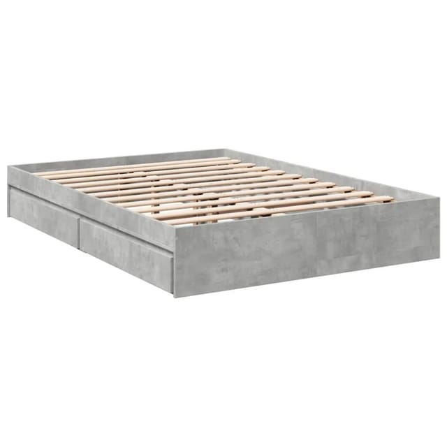 Bettgestell Mit Schubladen Betongrau 135x190 Cm Holzwerkstoff Vidaxl