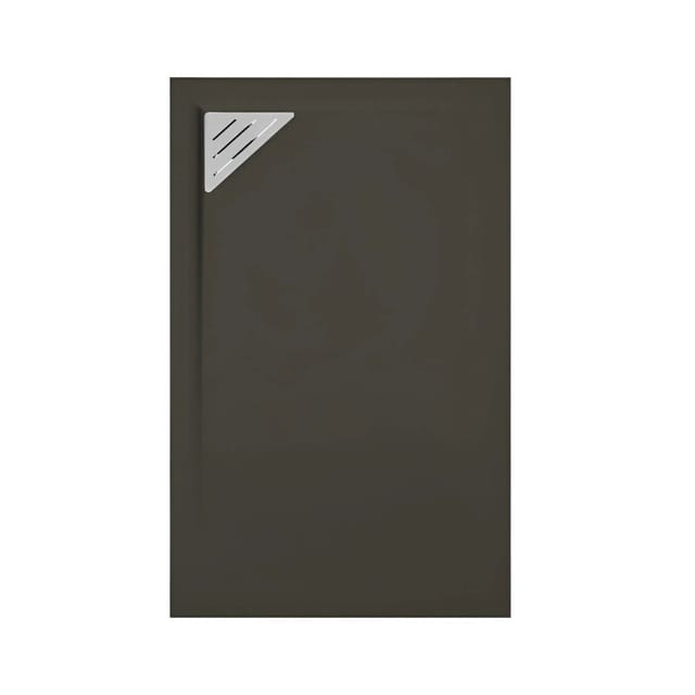 Mirlo - Mineralguss-duschwanne Extra Flach Trinity In Schwarz 80x100 Cm Ablauf Linksbündig