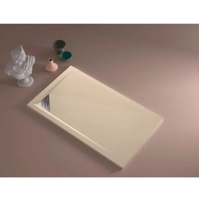Mineralguss-duschwanne Extra Flach Trinity In Creme 90x130 Cm Ablauf Linksbündig