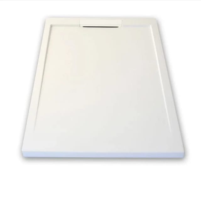Mirlo - Mineralguss-duschwanne Extra Flach Lux Schieferoptik Weiß 70x100cm Auslaufschutz In Farbe