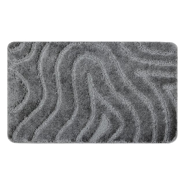 Badteppich Supreme Waves, Wellen, Rutschfest, Weich – Grau Grey 50x80 Cm