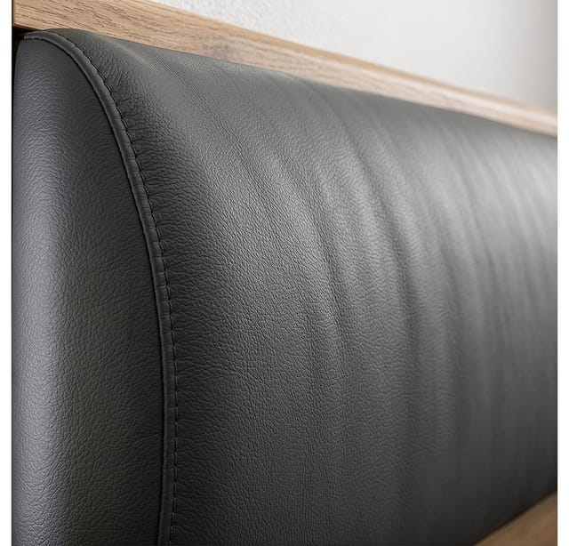 Doppelbett 180cm Mit 2 Bettschubladen, Nachtschränken, Beleuchtung Und Polsterkopfteil, Graphit Und Eiche, Vieste-43