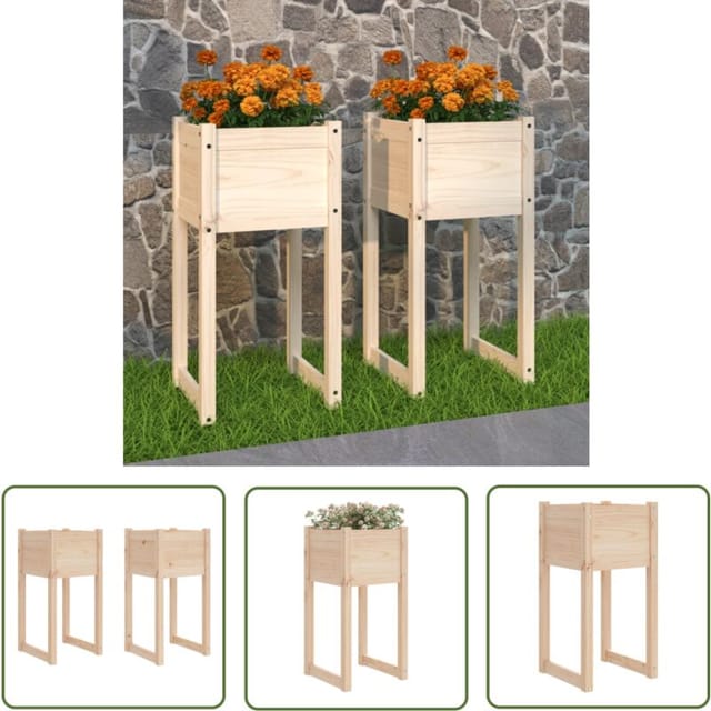 Jinlefu - The Living Store Pflanzkübel 2 Stk. 40x40x81 Cm Massivholz Kiefer - Blumentopf - Kiefernholztöpfen - Gartendeko - Balkonpflanzen - Terrasse