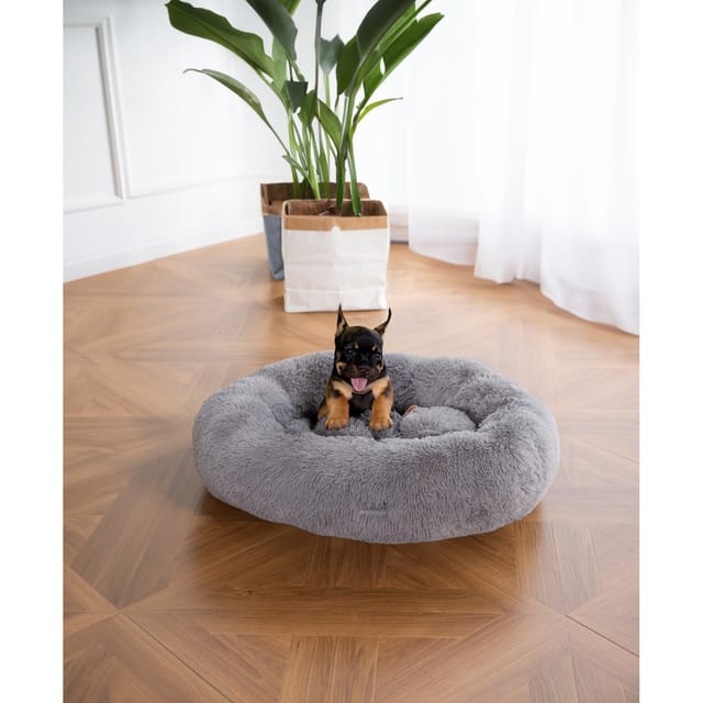 Home Deluxe - Haustierbett Muffin Farbe: Grau, Größe: L Tierbett Haustierbett Katzenbett Hundebett