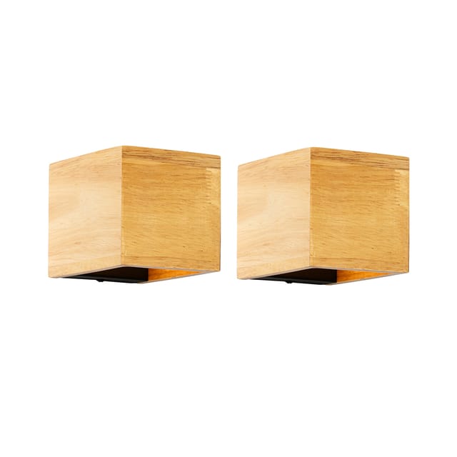 Set Mit 2 Smart Wandleuchten Eiche Holz Inkl. Wi-fi G9 - Transfer