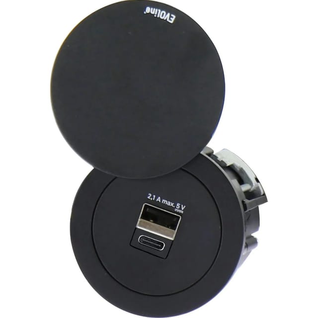 Evoline - One Usb-charger 2-fach Typ A+c, Mit Drehdeckel, Ks Weiß