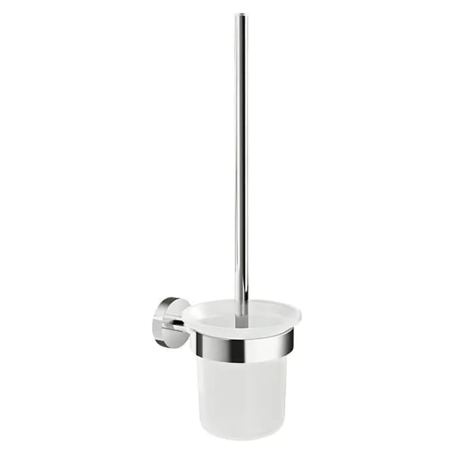 Smooz Wc-garnitur, Satiniertes Glas Und Verchromter Edelstahl - Toilettenbürsten-set Zur Wandbefestigung Ohne Bohren, Inkl. Klebelösung - 137 Mm X 97 Mm X 410 Mm - Tesa