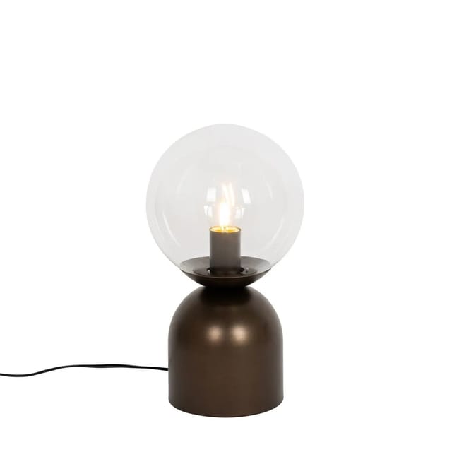 Hotel-chic-tischlampe Aus Dunkler Bronze Mit Klarem Glas – Pallon Trend