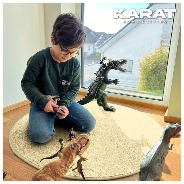 Kinderspielteppich Crocodile Rund Creme 195 Cm Durchmesser