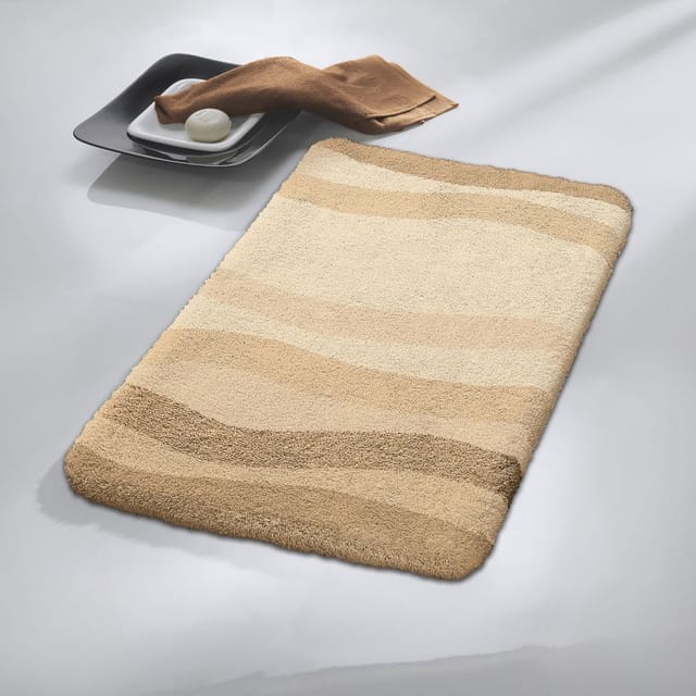 Kleine Wolke - Badteppich Miami Naturbeige 60 X 90cm Badvorleger Badematte Teppich
