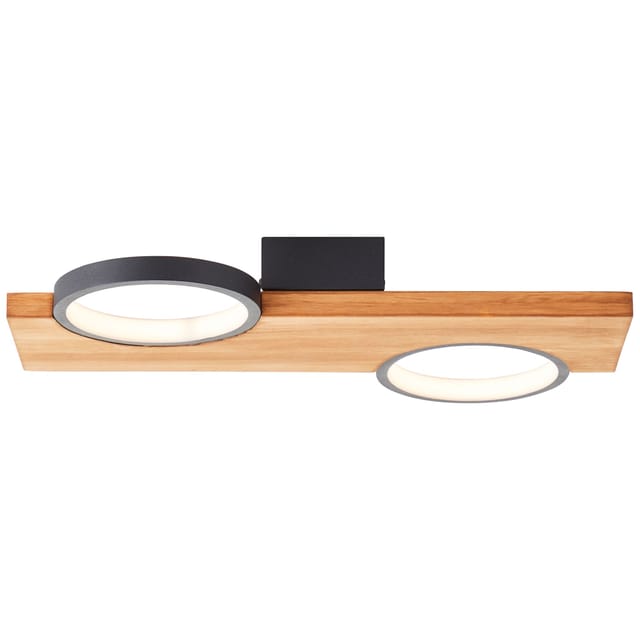 Brilliant - Lampe Cheesy Led Deckenleuchte 40x25cm Matt Schwarz/holz Braun 14 W Led Integriert