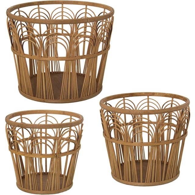 Set Von 3 Natürlichen Rattan -pflanzgefäßen ° 39x30+° 33x28+° 28x26cmpour Alle Stile, Um Dem Haus Eine Note Zu Verleihen