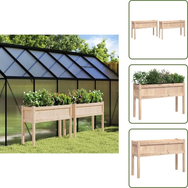 The Living Store - Pflanzkübel 2 Stk. Mit Beinen Massivholz Kiefer - Holzpflanze - Kübeln - Balkonpflanzen - Gartendeko - Kiefernholzkübel