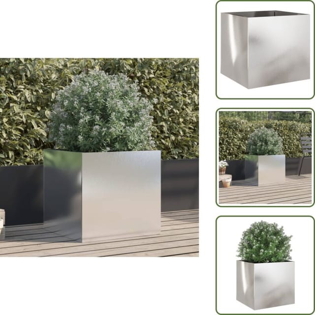 The Living Store - Pflanzkübel Silbern 49x47x46 Cm Edelstahl - Edelstahl Pflanzkübel - Blumentopf Silber - Gartendeko - Balkonpflanze - Terrasse Pflanze