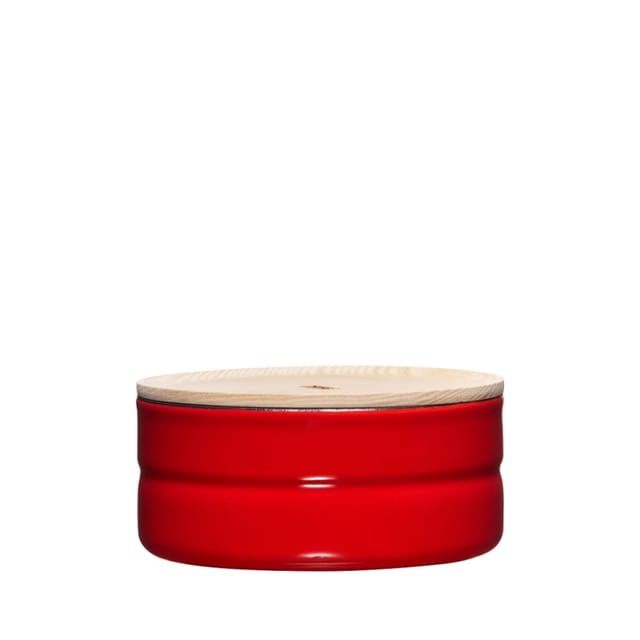 Riess-kelomat - Riess Vorratsdose Mit Eschenholzdeckel Ø13cm 0,5l Tomato Emaille